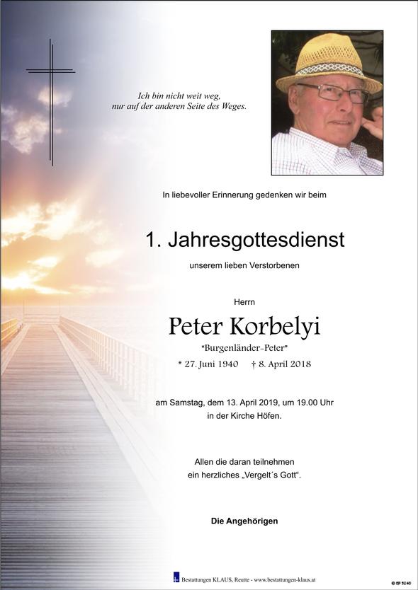 Peter Korbelyi, am 13.04.2019 um 19:00 Uhr Höfen
