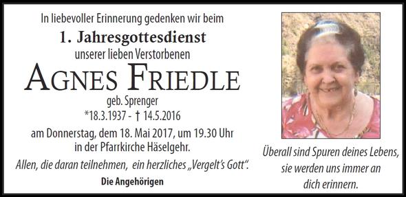 Agnes Friedle, am 18.05.2017 um 19:30 Uhr Häselgehr