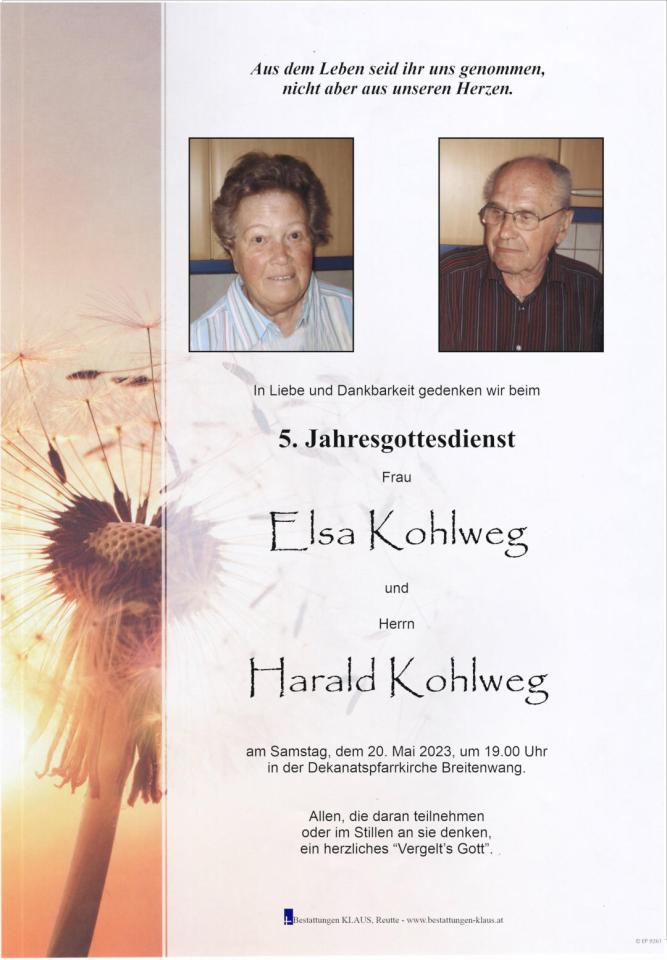 Elsa und Harald Kohlweg, 20.05.2023 um 19.00 Uhr in der Dekanatspfarrkirche Breitenwang
