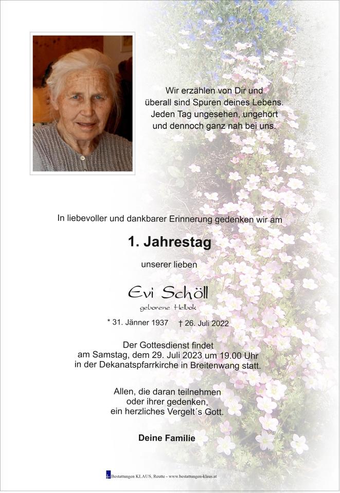 Evi Schöll, am Samstag, dem 29.Juli 2023 um 19.00 Uhr in der Dekanatspfarrkirche in Breitenwang