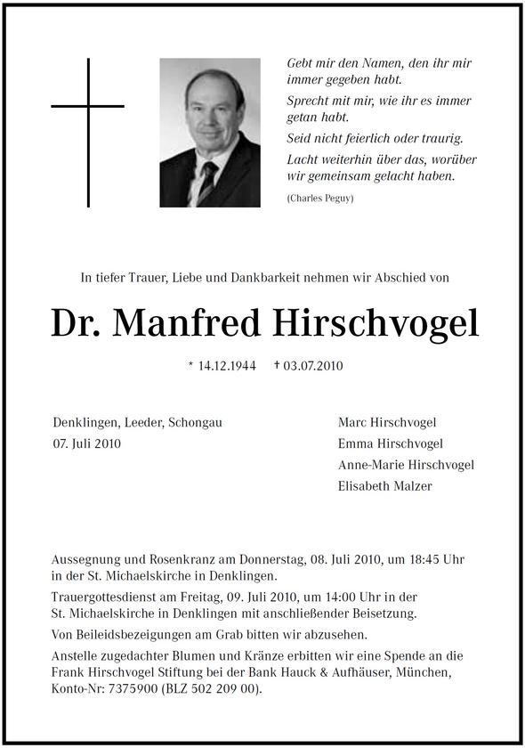 Dr. Manfred Hirschvogel